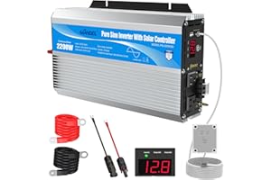 GIANDEL 2200Watt Pure Sine Wave Solar Power Inverter with 20A Solar Charger Controller PWM and Wired Remote for Solar Setup RVs Camper Truck