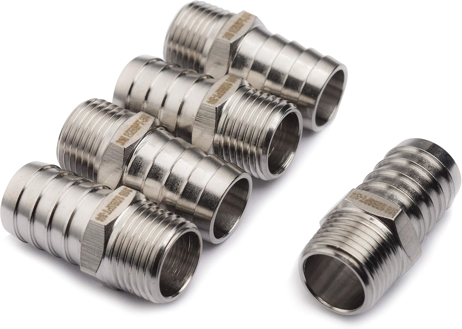 LTWFITTING Stainless Steel 316 Barbed Fitting Connector 1/2" Male BSPT x 3/4"(19mm) Hose Barb Fuel Gas Water (Pack of 5)