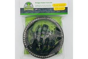BADGER REBAR PRODUCTS 6.5-Inch Single Ring Rebar Form Kit – Includes 3 Rings & 12 Badger Grip Clips for Concrete Reinforcement