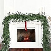 Norfolk Pine Garland Christmas Decoration - 6ft Realistic Norfolk Pine Leaves, Artificial Greenery Garlands for Holiday Mantle Fireplace Stairs Railing Table Home Decor (Dark Green, 6ft)