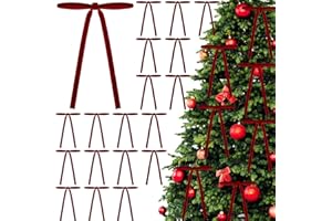 DIYDEC 24PCS Christmas Bow Ornament 5 x 7 Inch Velvet Wreath Crafts Bows Xmas Tree Ribbon Hanging Bows Pendants for Christmas Holiday Home Outdoor Indoor Party Garland Decoration(red)