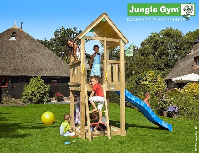 Spielturm Jungle Gym Club Set mit Feuerwehrstange Sandkasten Kletterturm - Jungle Gym (inkl. Holzpaket)