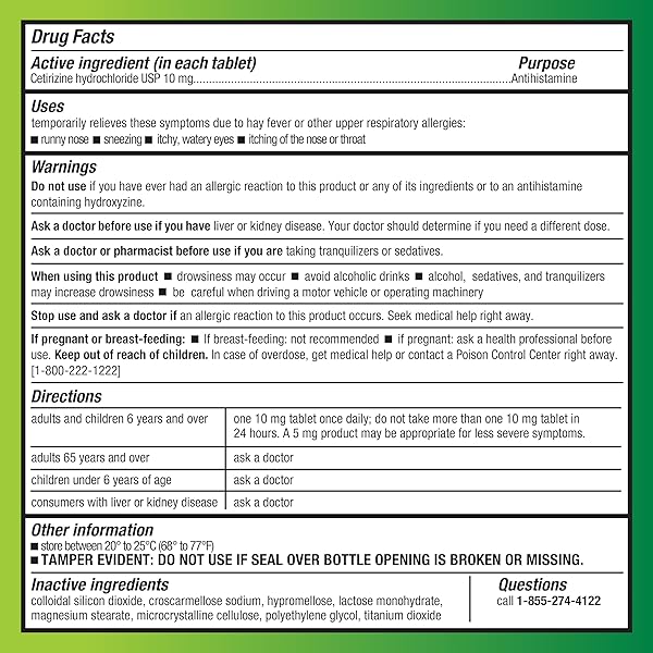 AMAZON BASIC CARE ALL DAY ALLERGY, CETIRIZINE HYDROCHLORIDE TABLETS, 10 MG, ANTIHISTAMINE, 90 COUNT