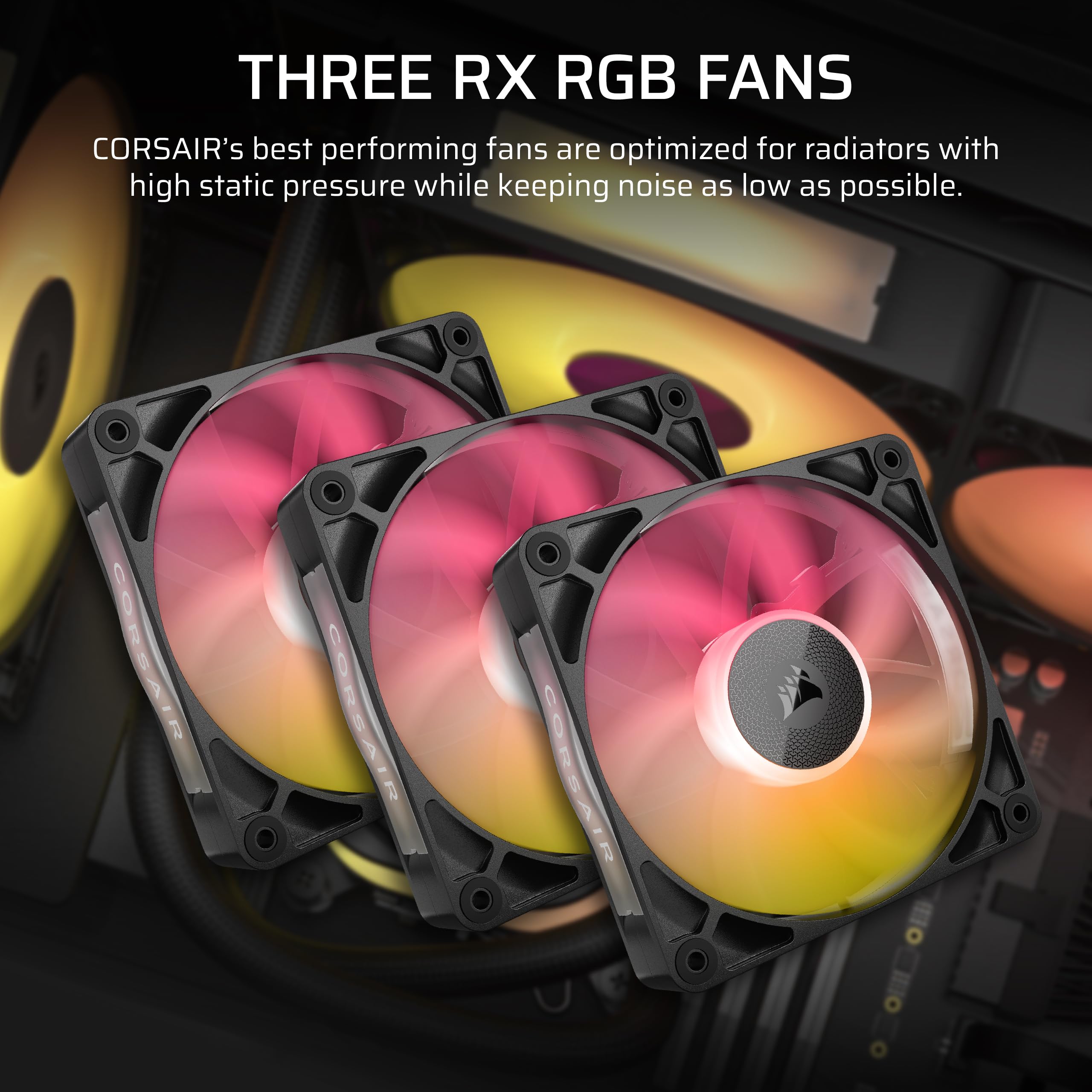 Corsair iCUE Link Titan 420 RX RGB Liquid CPU Cooler – 420mm AIO – Low-Noise – FlowDrive Cooling Engine – Intel LGA 1851/1700, AMD AM5/AM4 – 3X RX140 RGB Fans – iCUE Link System Hub Included – Black