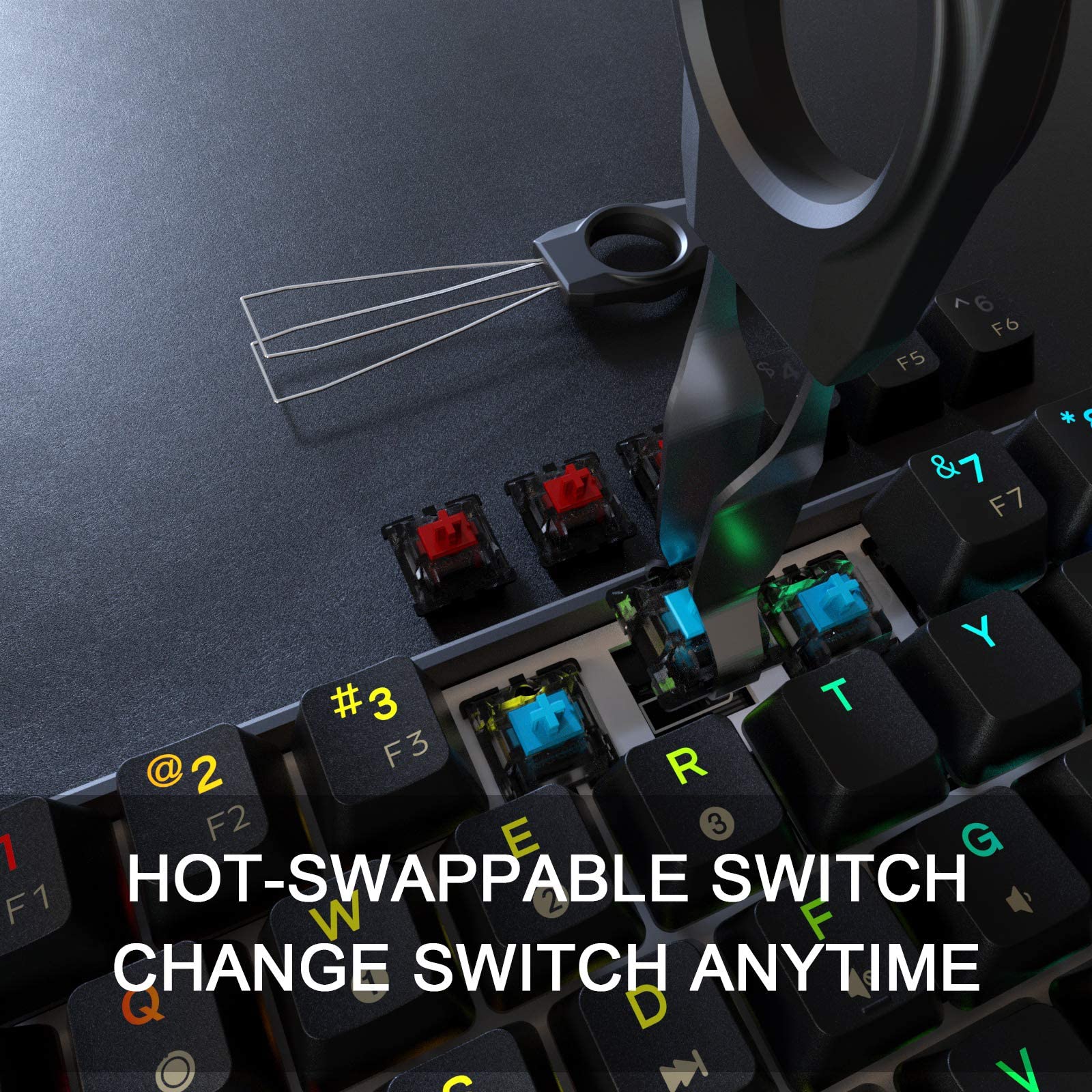 DIERYA DK61E 60% Mechanical Gaming Keyboard, RGB Backlit Wired PBT Keycap Waterproof Type-C Mini Compact 61 Keys Computer Keyboard with Full Keys Programmable (Gateron Optical Red Switch)