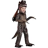Deluxe Toddler Dilophosaurus Dinosaur Costume | Jumpsuit, Headpiece, Gloves, & Foot Covers | Halloween Play Pretend