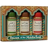 Spices of the Middle East – Zaatar, Baharat, Harissa – Arabic Seasonings in Decorative Box – Father’s Day Gift, Christmas, Mo