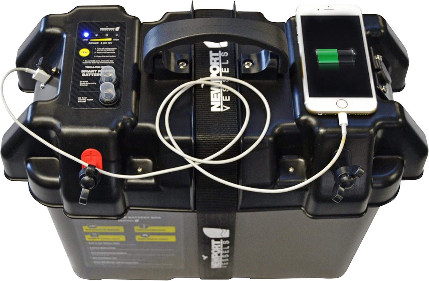 Newport Vessels Trolling Motor Smart Battery Box Power Center with USB and DC Ports : Sports & Outdoors