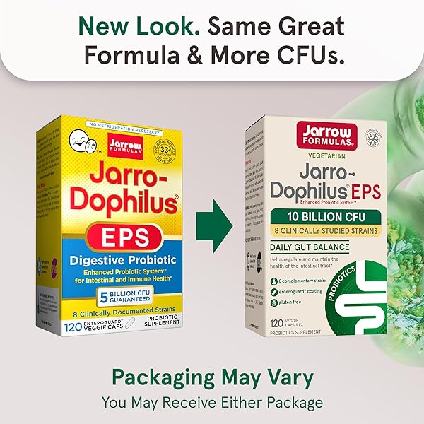 JARROW FORMULAS JARRO DOPHILUS PROBIOTICS 10 BILLION CFU – PROBIOTIC SUPPLEMENT CAPSULES FOR DIGESTIVE HEALTH & GUT HEALTH FOR WOMEN AND MEN, 120 VEGGIE CAPSULES, UP TO 60 DAYS, SHELF STABLE