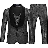Boys Suits Formal Dress Floral Tuxedo Suits Sets Size 4-16 for Boys Kids 3 Pieces Toddler Suits Outfit