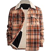 Facitisu Hoodies for Men Sherpa Lined Heavyweight Flannel Jackets Fleece Plaid Winter Warm Coats