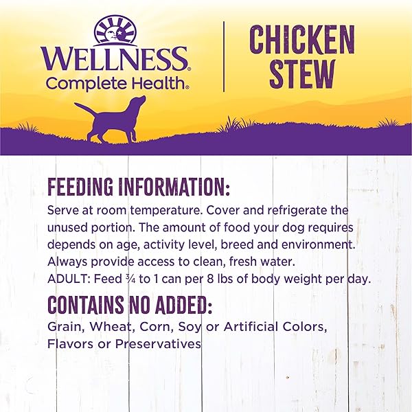 WELLNESS COMPLETE HEALTH THICK & CHUNKY NATURAL GRAIN FREE CANNED WET DOG FOOD, CHICKEN STEW, 12.5-OUNCE CAN (PACK OF 12)
