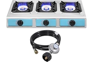 FORIMO Stainless Steel 3 Burner Propane Gas Stove - Auto Ignition, Portable LPG for RV, Apartment, Outdoor