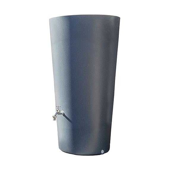 Regentonne grau Regenwassertank Rainbowl Flower 150 Liter aus UV- und witterungsbeständigem Material. Regenwassertonne mit in