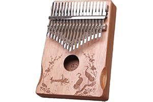 LYDESY Kalimba 17 Keys Thumb Piano for Beginners – Easy to Learn Solid Wood Mbira Instrument with Tuning Hammer & Gift Bag, Perfect Holiday & Christmas Gift for Adults & Kids Vintage Wood