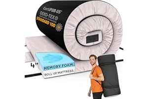Hazli Matrix Comfort-Cell Memory Foam Camping Mattress Pad - Roll Up Mattress for Adults - Portable Cot Sleeping Pad for Camping - Floor Mat or Bed Roll for Car, SUV