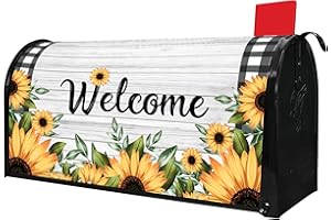 PUTWARE Sunflower Mailbox Covers Magnetic Standard Size 21" X 18" Spring Summer Floral Welcome Mailbox Wraps Post Letter Box Cover for Garden Yard Home Decor Outdoor Decorations