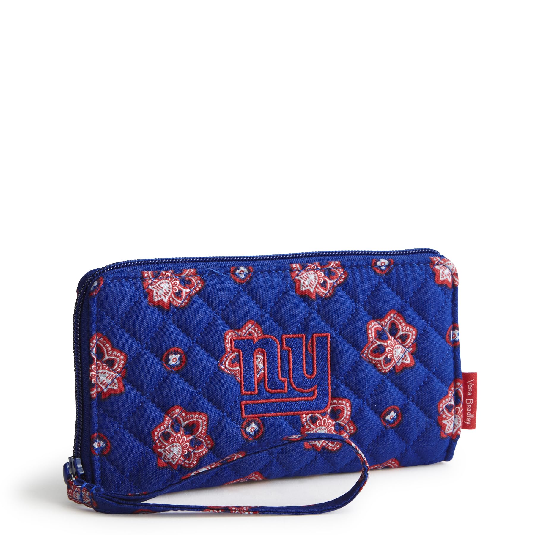 Vera Bradley Women's Cotton Nfl Front Zip Wristlet (Multiple Teams Available), Newyorkgiantsondarkblue/Redbandana, One Size Image