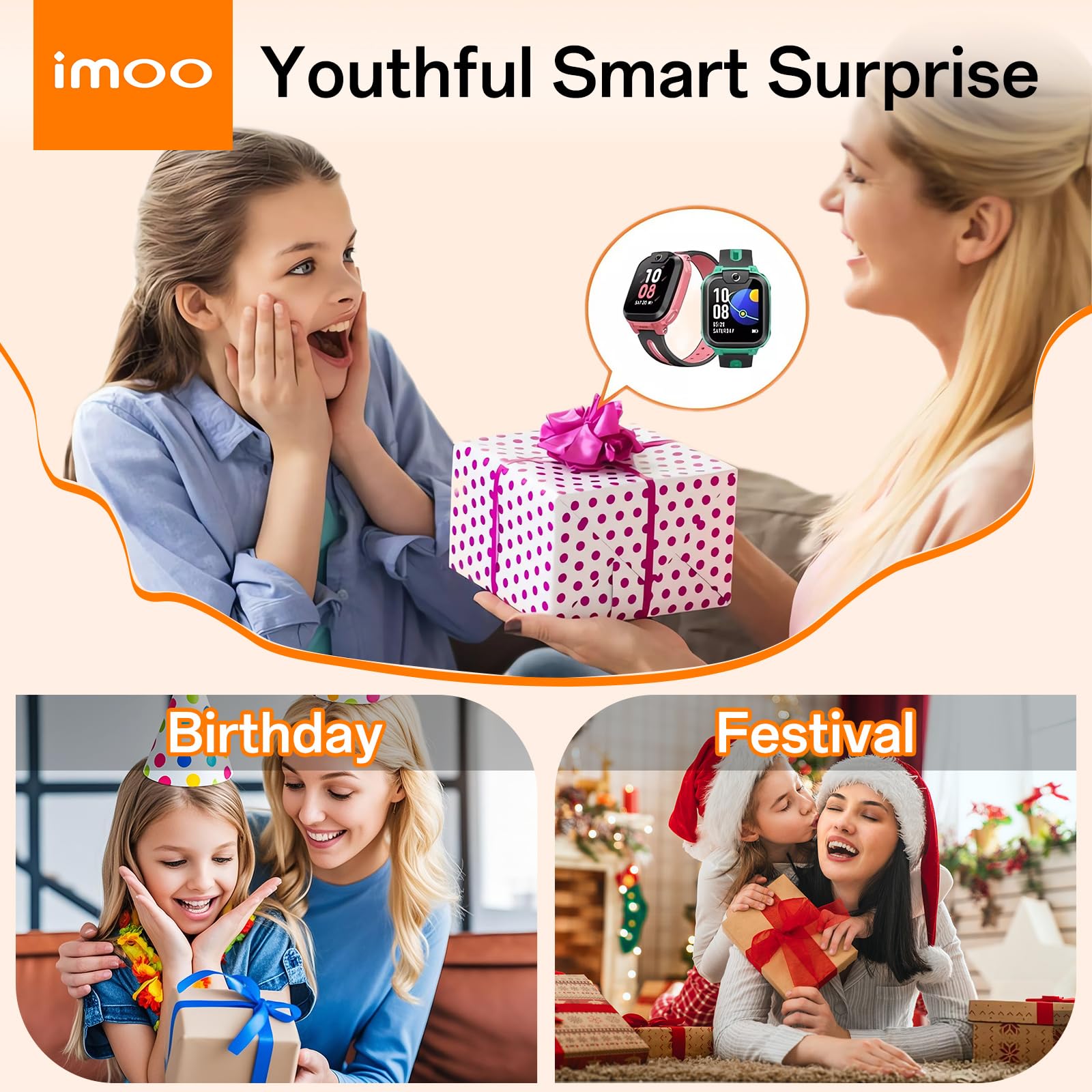 imoo Z1 Kinder-Smartwatch, 4G Anrufe Watch, IPX8 Wasserbeständigkeit, 1,3 Zoll, Frontkamera 2 MP, Schrittzähler, Lange Akkulaufzeit, Klassenzimmermodus (Rosa) 9
