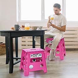 Delxo Folding Step Stool, 13 inch Non-Slip Foldable