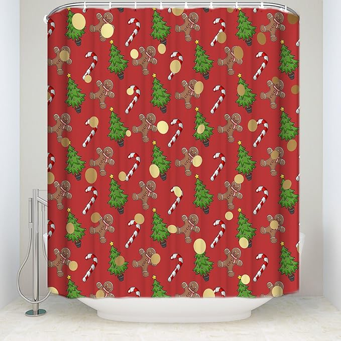 BMALL Christmas Shower Curtain Funny Christmas Bathroom