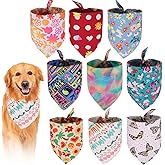 COMSUN 9 Pack Dog Bandanas, Polyester Dog Bandana Bulk for Boy Girl, Pet Scarf Washable, Flower Pattern