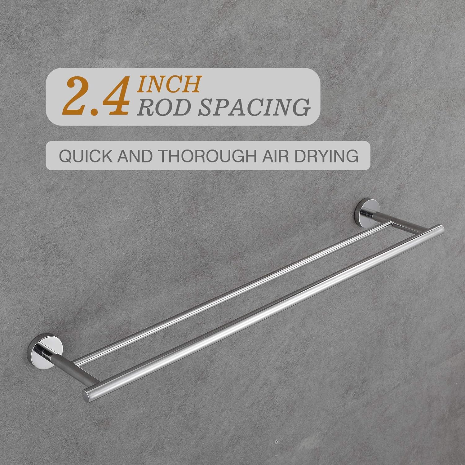 USHOWER 24-Inch Double Bath Towel Bar, Durable SUS304 Stainless Steel, Polished Chrome, Modern Style: Kitchen & Dining