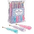 Candy Envy - Mermaid Rock Candy Sugar Sticks - 18 Individually Wrapped Treats - Pink, Light Blue, Lavender Party Favors