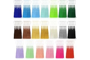 BOUBONI 100 Pcs Bookmark Tassels Bulk 20 Colors Soft Craft Silky Handmade Mini Tassels for Jewelry Making with Loops for DIY Craft Accessory Dress Decoration