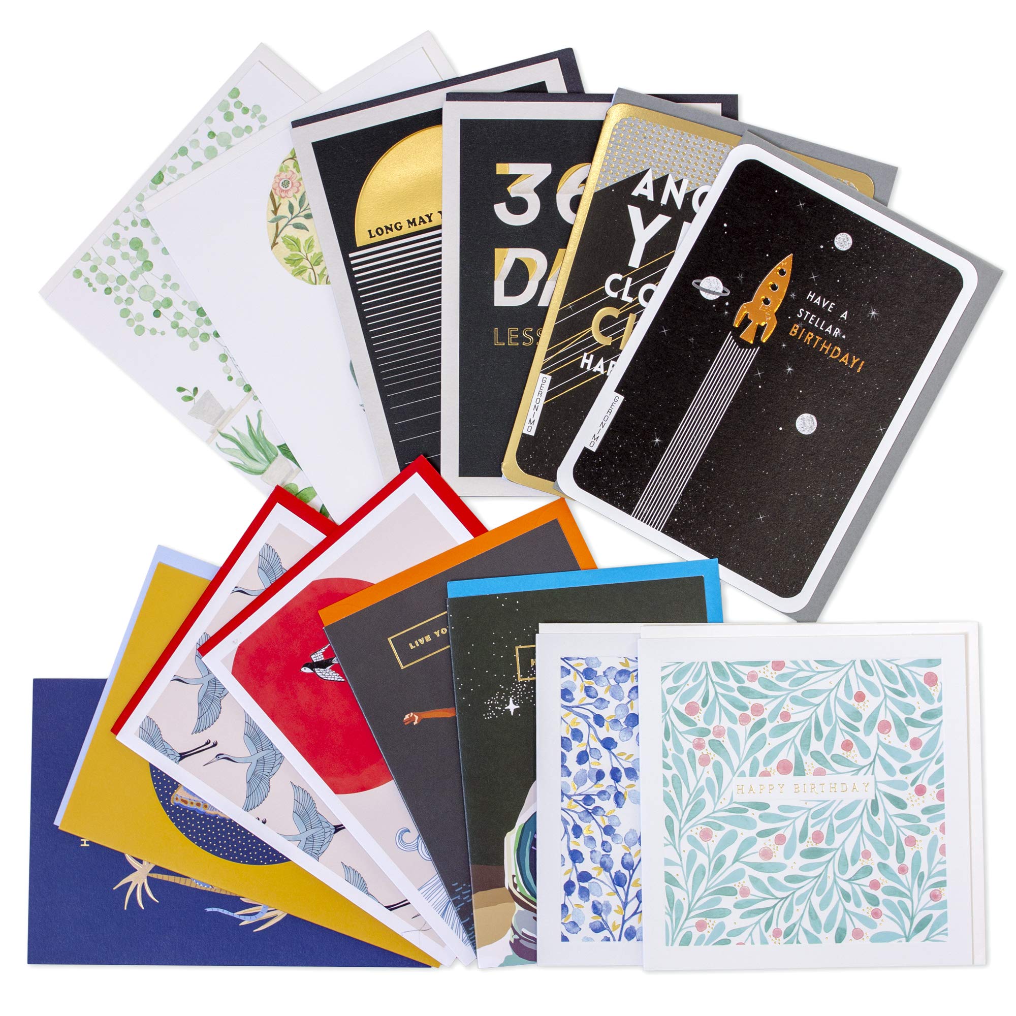 Tall Boy 15 Award Winning Birthday Cards for Her and Him with Specially Designed Envelopes | Assorted Greeting Cards Multipack | Happy Birthday Card with Embossed or Foil Finish | Made in UK