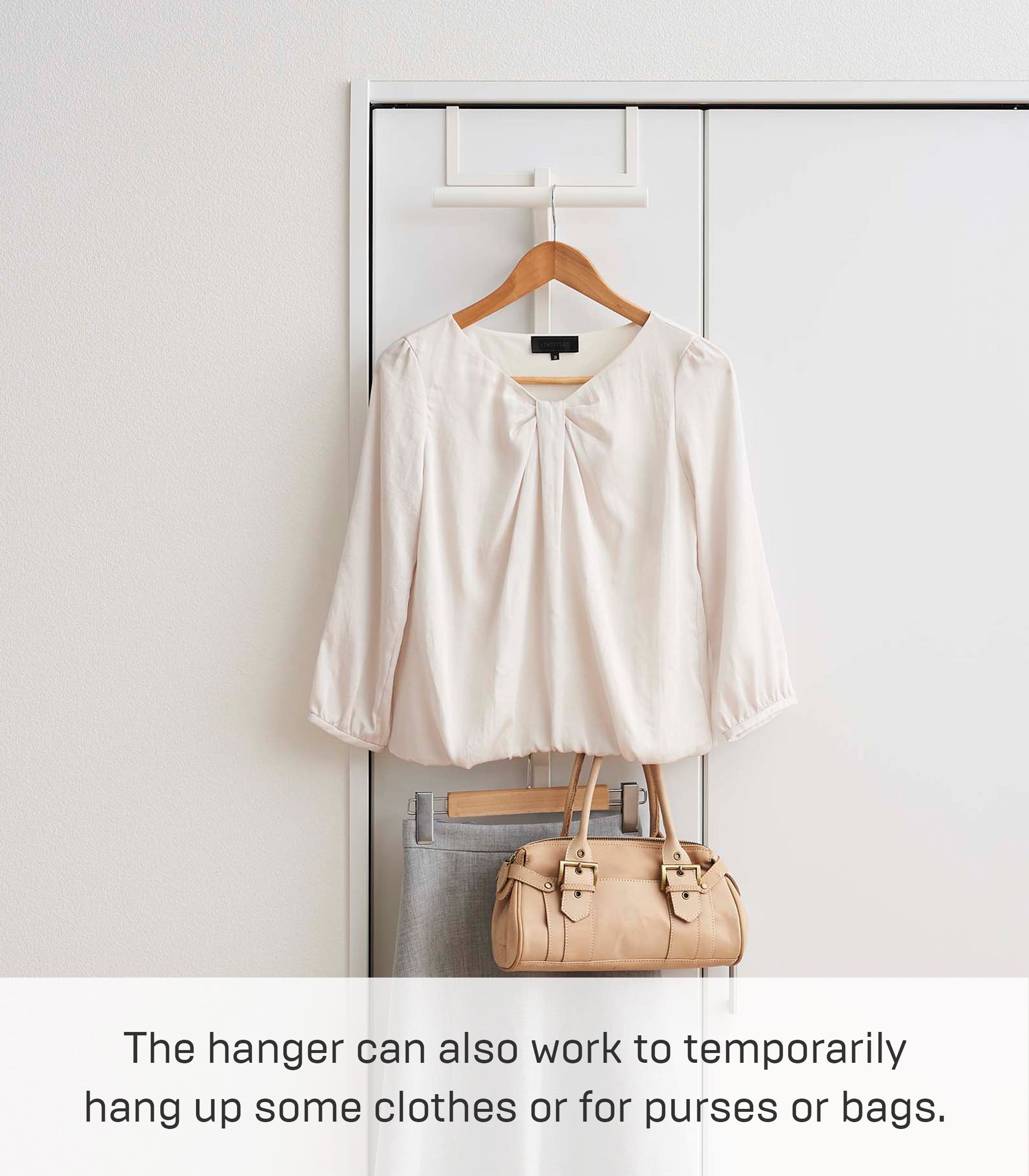 Yamazaki Home Tower Backpack Over The Door Hanger for Closet Or Bedroom, Two-Tiered Bookbag Metal Storage Rack, Easy Installation - Steel