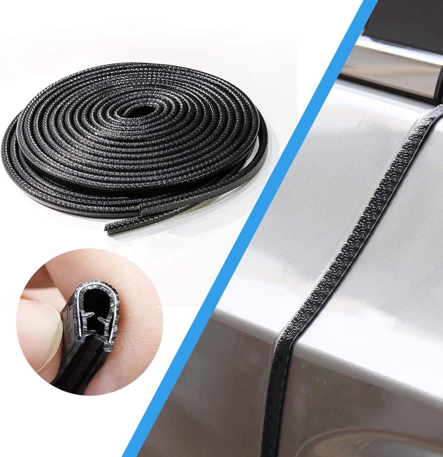 sdano Car Door Protector Edge Guards, U Shape Car Door Edge Guards Black, 324/5Ft