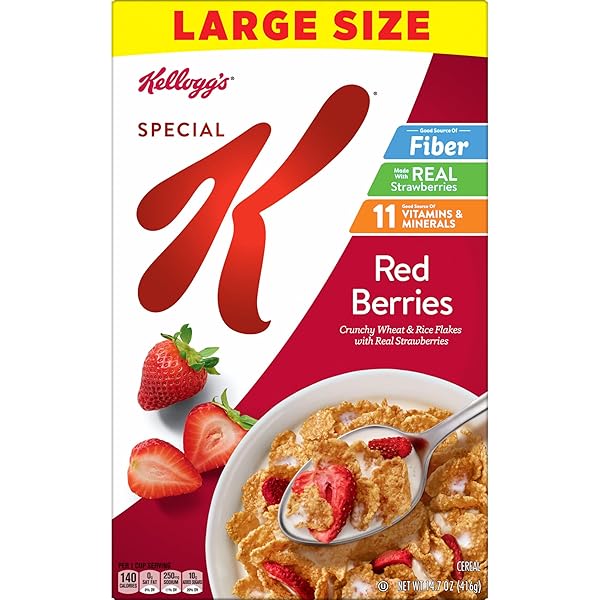 KELLOGG’S SPECIAL K RED BERRIES BREAKFAST CEREAL, GOOD SOURCE OF FIBER, LARGE SIZE, 14.7 OZ