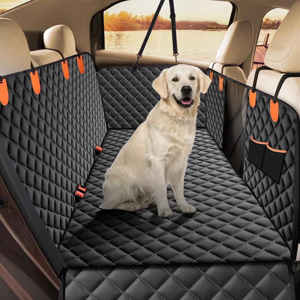 JOEJOY Dog Car Seat Cover Hammock Back Seat with Mesh Window Side Protection
