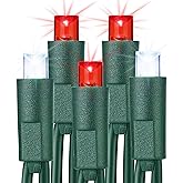 Brizled Red & White Christmas Lights, 33ft 100 LED Christmas String Lights, 5MM Wide Angle Xmas Tree Light Connectable, 120V UL Certified Mini Xmas Light for Indoor Outdoor Tree Room Party, Green Wire