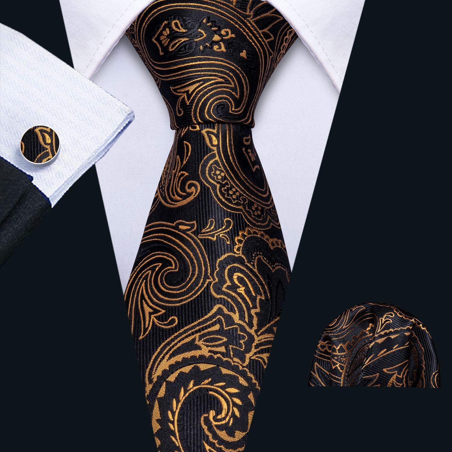 Tie Sets Barry.Wang Silk Tie and Pocket Square Set for Men Paisley