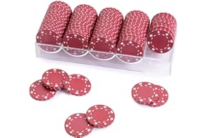 Brybelly Poker Chip Set with Acrylic Chip Tray, 100 Ct - 11.5g Lightweight, Blank Poker Chips with Card Suit Symbols and Poker Chip Holder - Rack Me Up Bundle