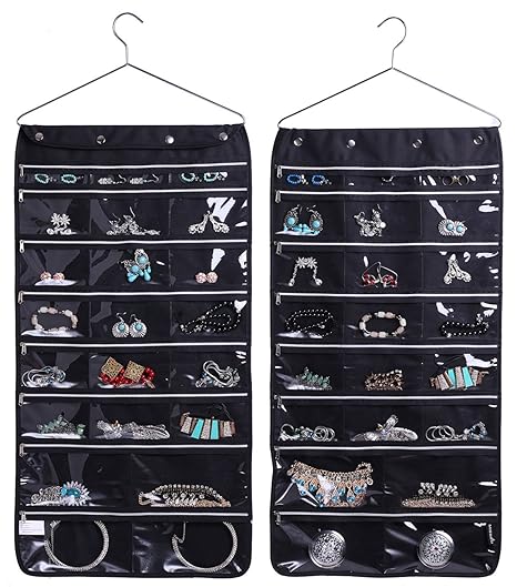 Misslo 44 Zippered Pockets Hanging Jewellery Organiser With Hanger