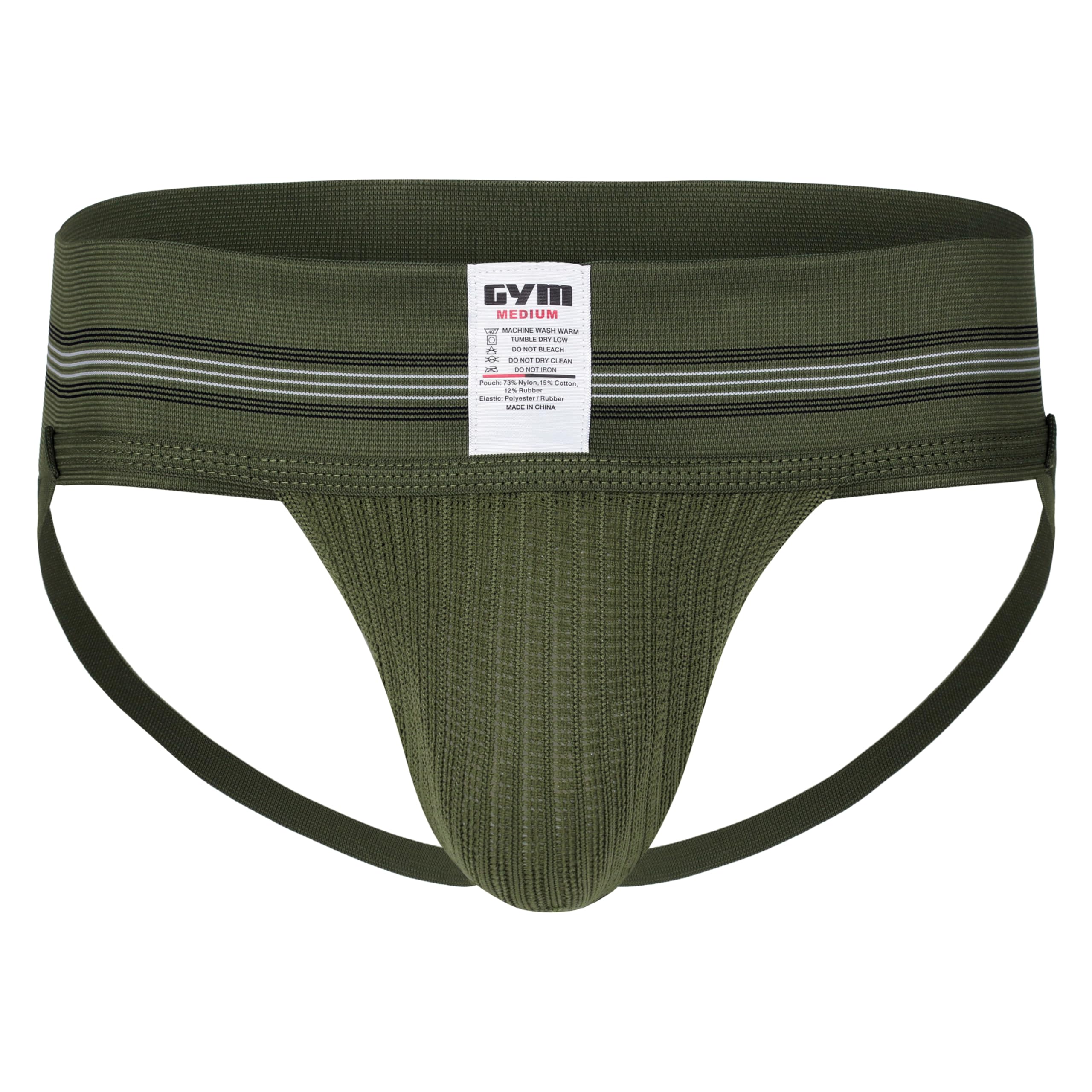 GYM mens 3" Wide Band Classic Athletic Supporter, Army, M