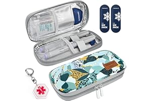 KEKHEALTH Insulin Pen Cooler Travel Case with Medical Alert,Portable Diabetic Organizer Insulated Medication Cooler Travel Bag with 2 Reusable Ice Pack Easy to TSA Approved(Shine)