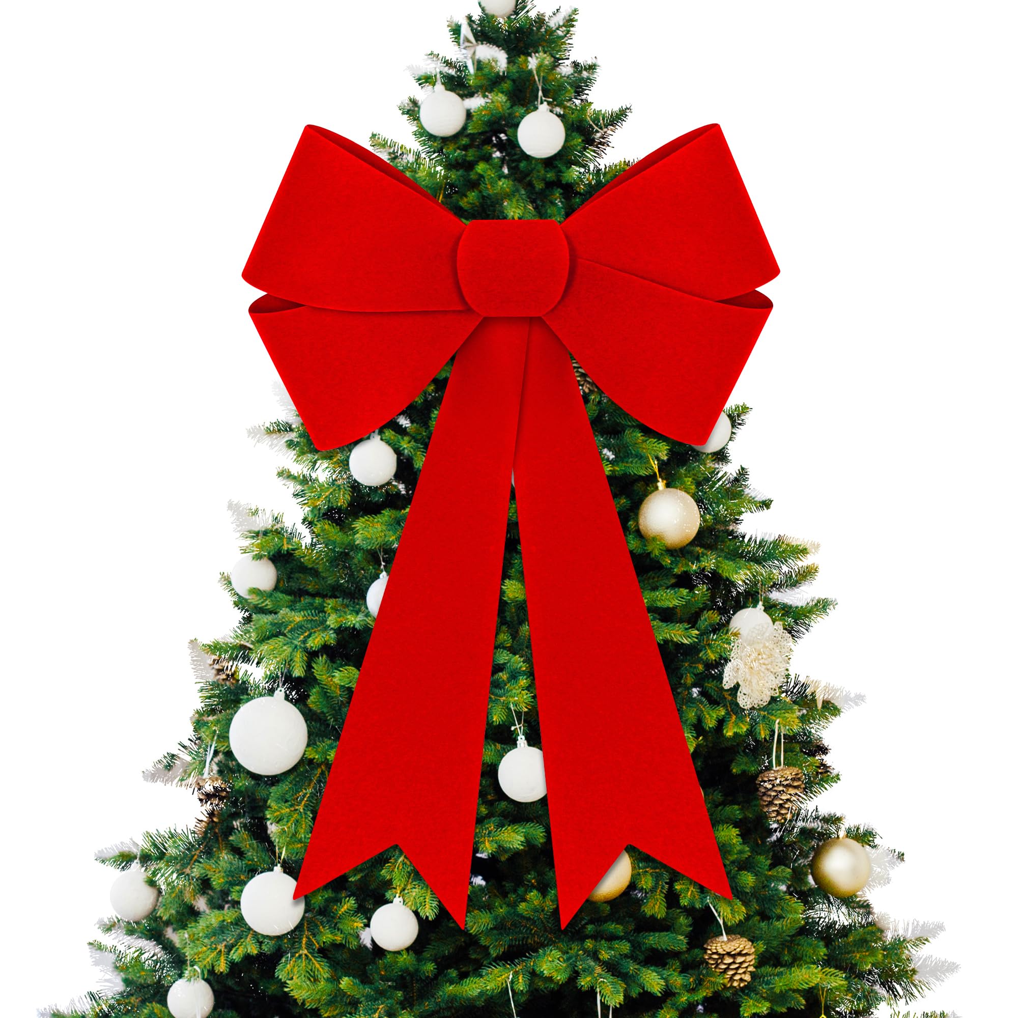 Photo 1 of 1 PCS Christmas Decorations, 16x24 In Large Christmas Bows, Red PVC Velvet Bows for Christmas Tree, Indoor Outdoor Holiday Xmas Decor Home Wreath Fence Stairs Railing Fireplace Front Door Supplies