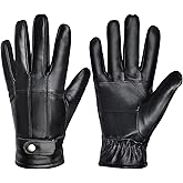 Harssidanzar Leather Gloves For Mens Sheepskin Warmth Lined Winter Leather Gloves SM049US