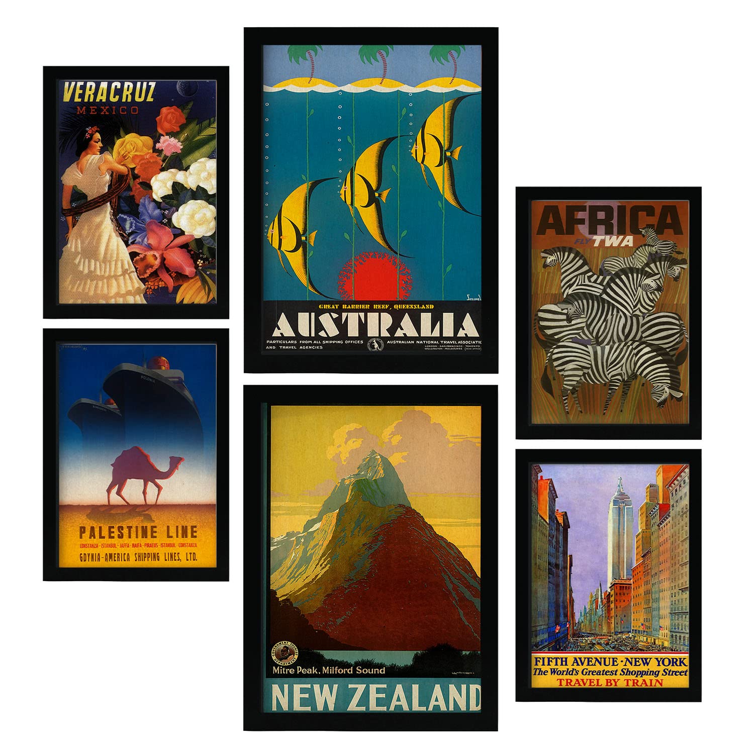 Nacnic From North to South Posters. Full Colour Illustrations of Vintage Tourism Advertisement Billboards from All Over the World. Aesthetic Illustrations for Interior Design and Decoration. A4 & A3.