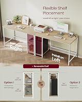 VASAGLE Computer Desk 120 x 60 x 76 cm Natural Beige Pearl White LWD047N02 view 4