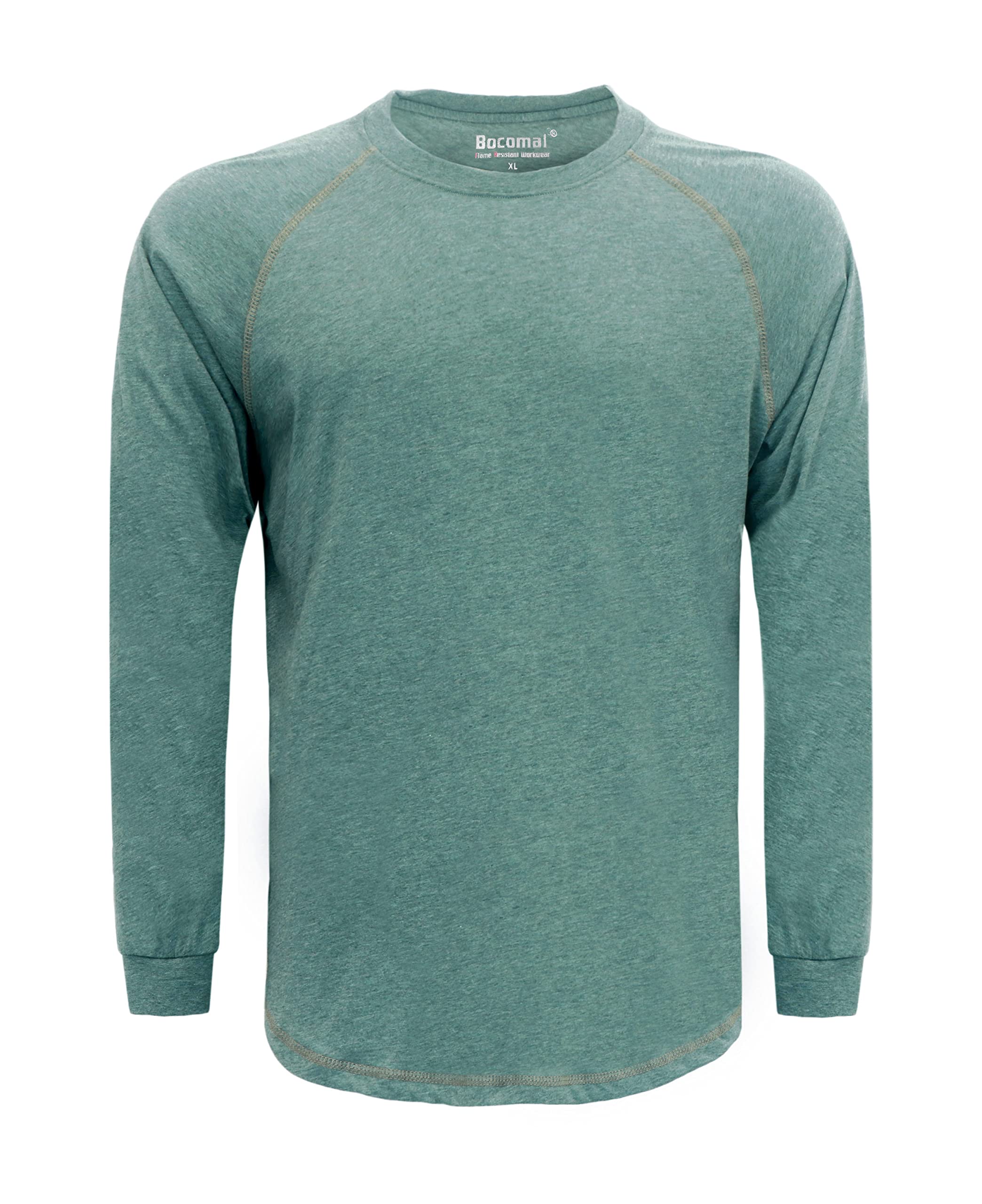 BOCOMAL FR Shirts for Summer 4oz EX Light Weight Flame Resistant Base Layer CAT1 Fire Retardant Crew Shirt Image