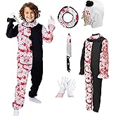 GOBWCOT Clown Costume Kids Scary Killer Outfit Horror Bloody Costume Horror Halloween Cosplay Costumes Props