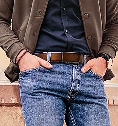 KEMISANT Men Belt 2 Pack, Leather Ratchet Belt Easy