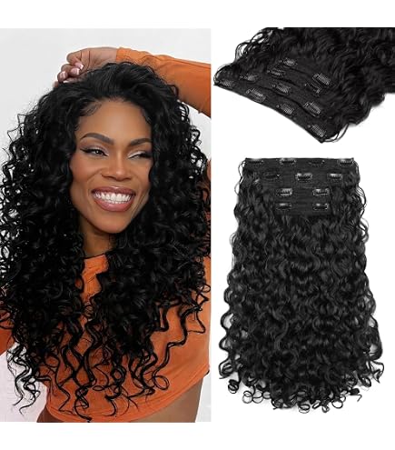 Amazon.com : REECHO Curly Hair Extensions, 4PCS 16 inch Clip  display picture 2