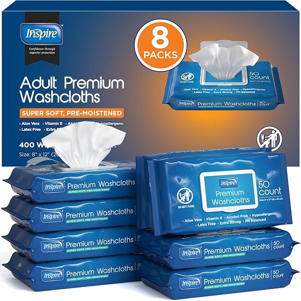 Assurance Premium XL Disposable Washcloths - Pre-Moistened Body Wipes, 192 Count 3 thumbnail image