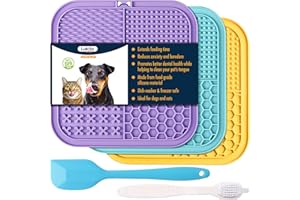 LUKITO Lick Mat for Dogs and Cats, Licking Mat with Suction Cups for Dog Anxiety Relief, Cat Peanut Butter Lick Pad for Boredom Reducer, Enrichment Toy, Treat Mat for Bathing Grooming (Large-3 Pack)